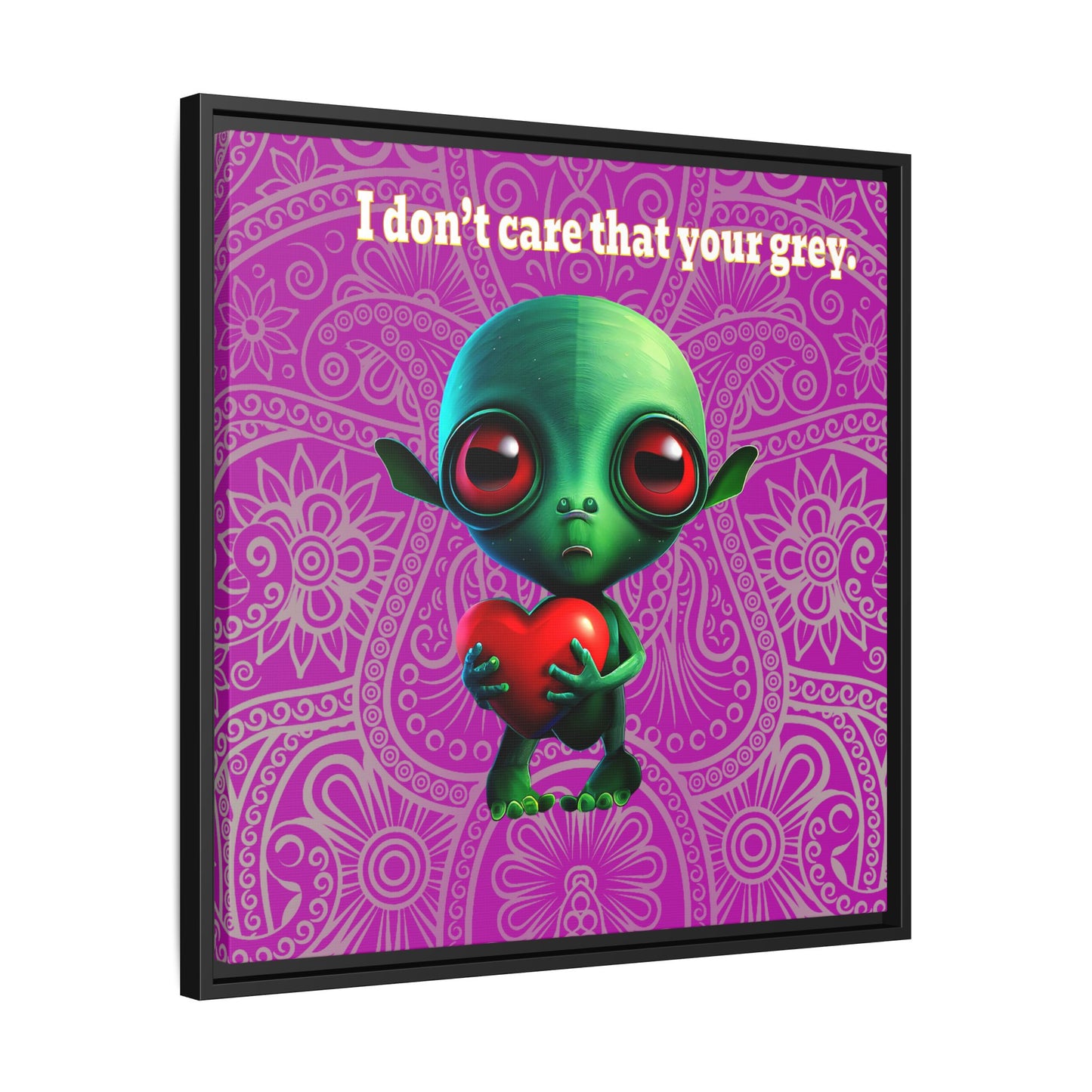I don't care that your grey - framed canvas art (pink swirl)