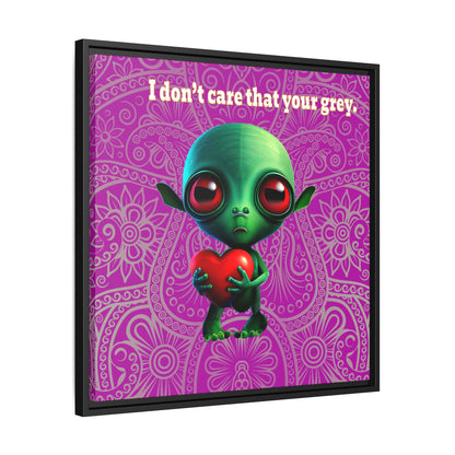 I don't care that your grey - framed canvas art (pink swirl)