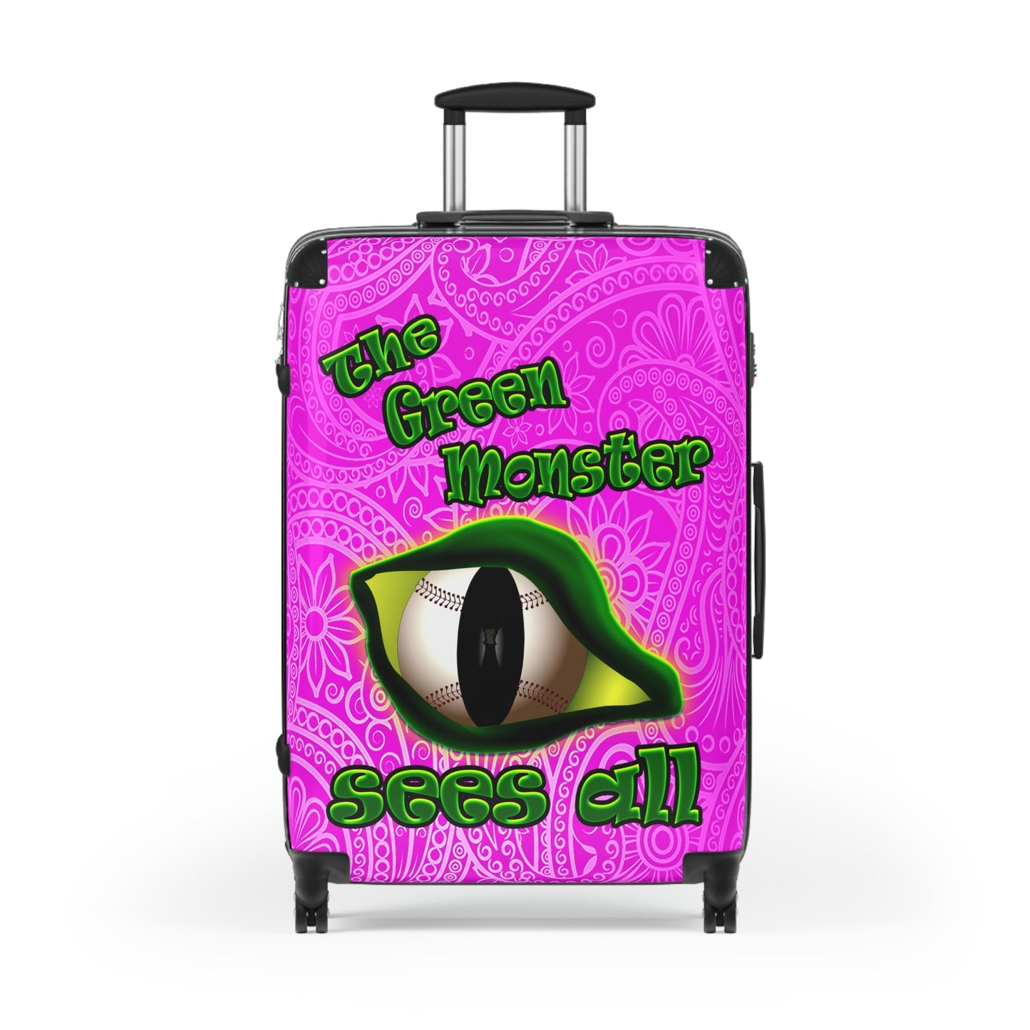 green monster - Suitcase (pink swirl)