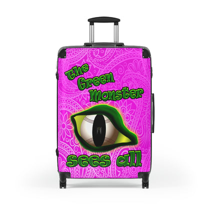 green monster - Suitcase (pink swirl)