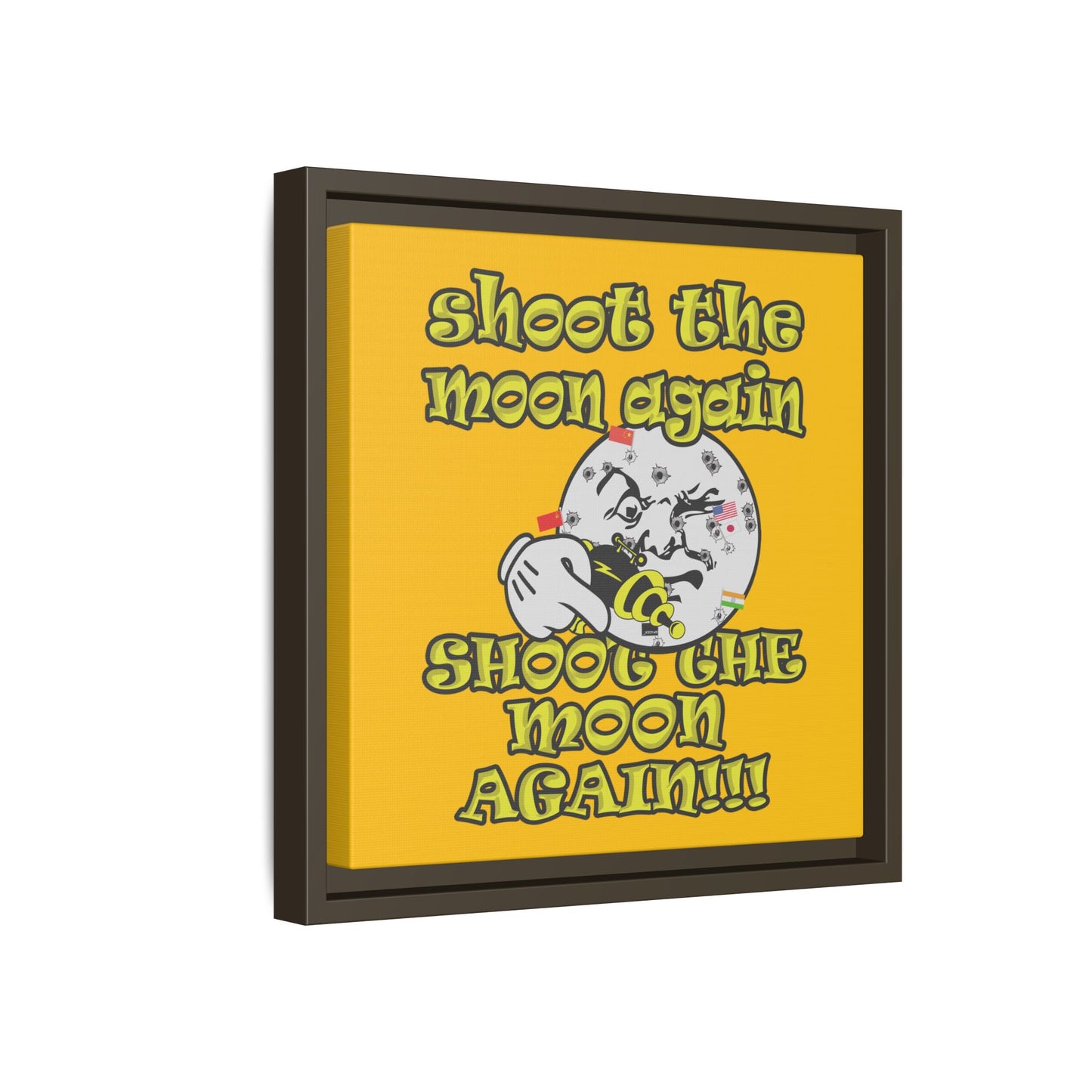 shoot the moon again - framed canvas art (yellow)