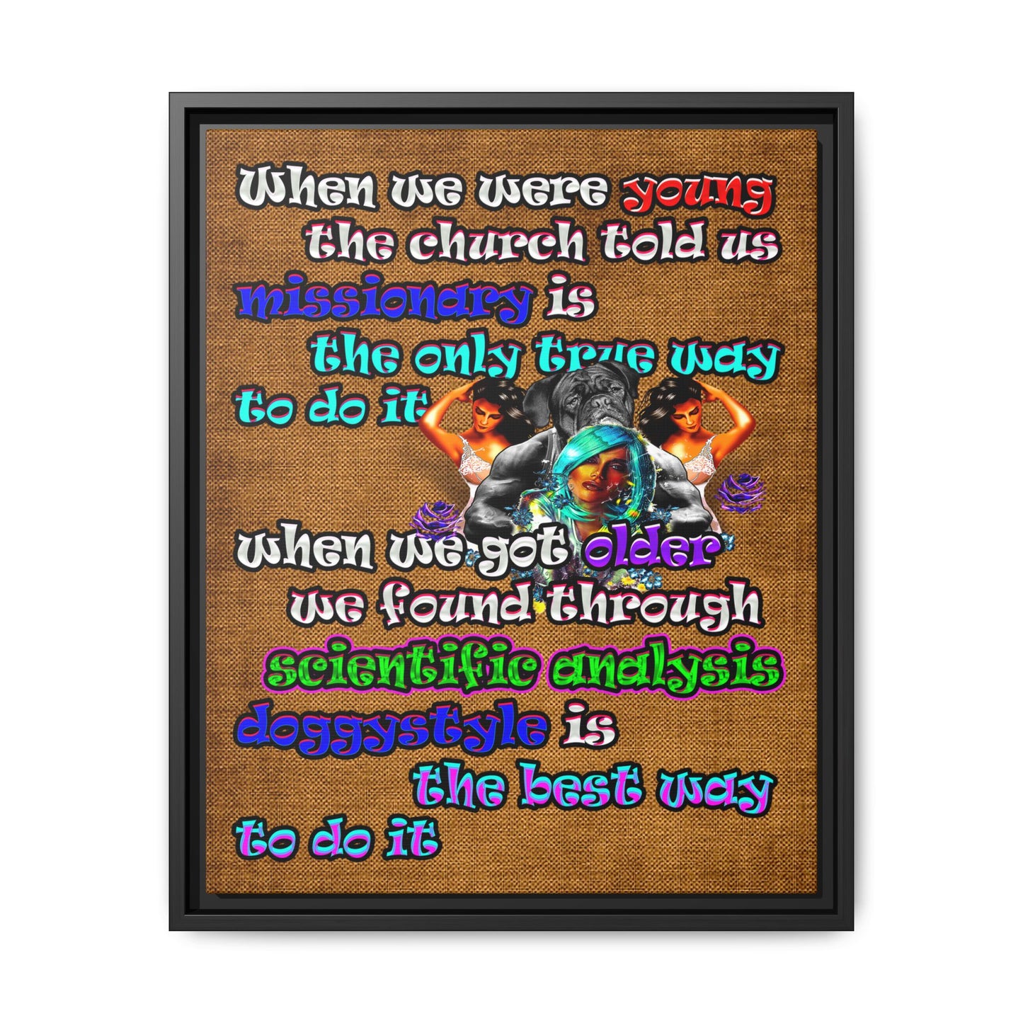 doggystyle - framed canvas art (brown papyrus)