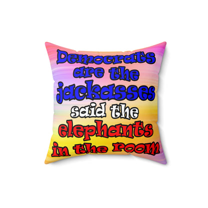 donkeys and elephants - Spun Polyester Square Pillow - (color blur)