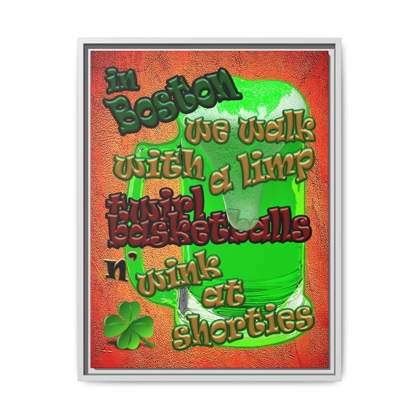 celtics logo - framed canvas art (burnt orange)