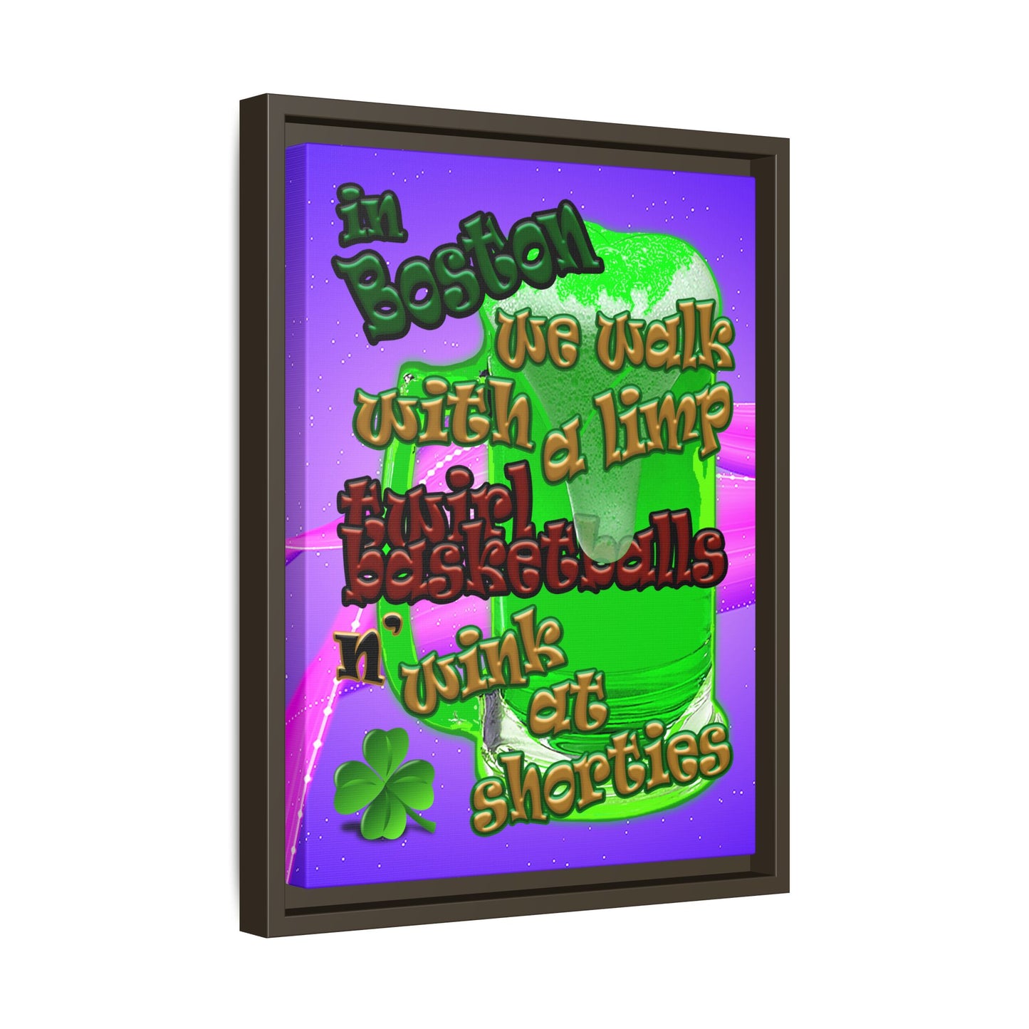 celtics logo - framed canvas art (purple-pink wave)