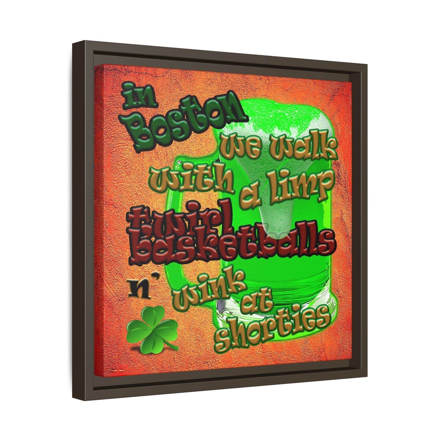 celtics logo - framed canvas art (burnt orange)
