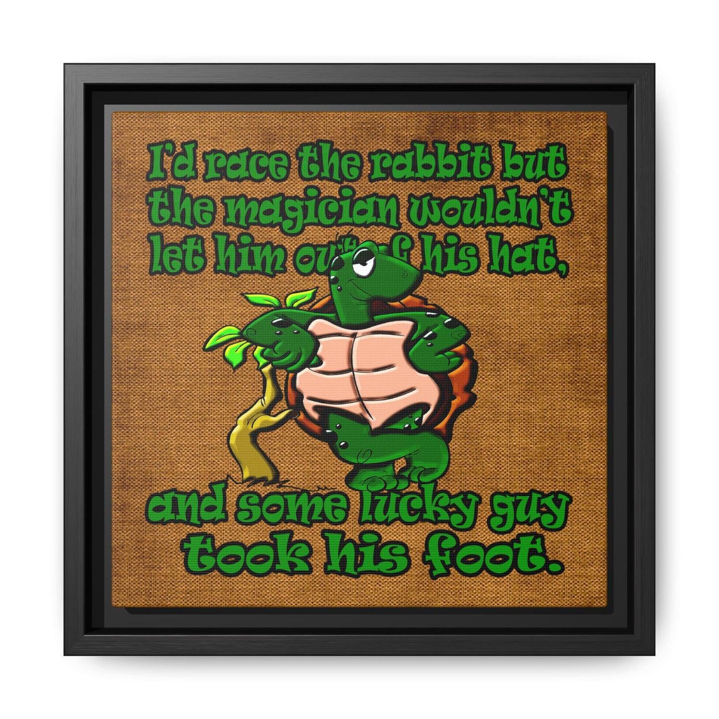 turtle race - framed canvas art (brown papyrus)