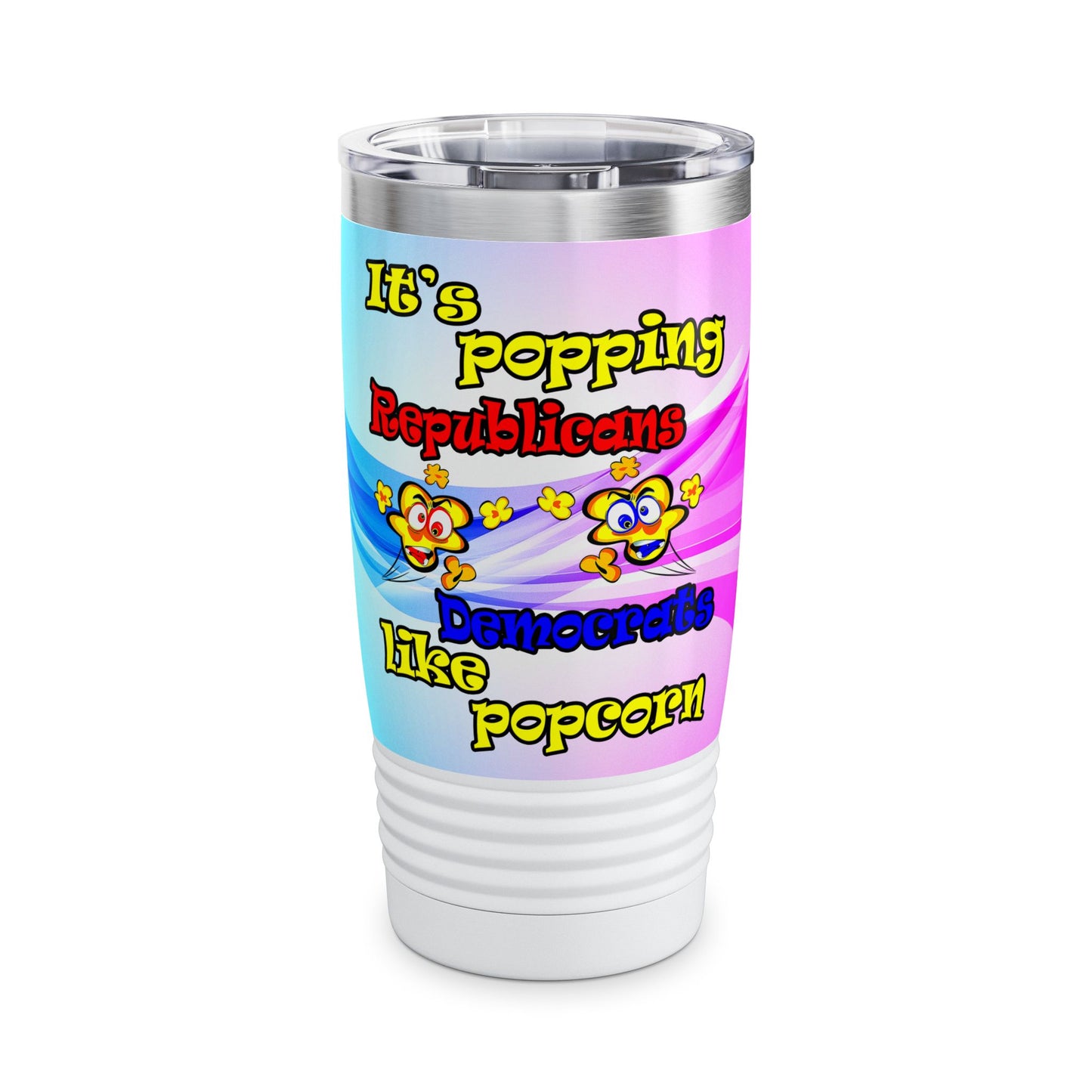 popping like popcorn - Ringneck Tumbler, 20oz (light blue-pink wave)