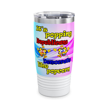 popping like popcorn - Ringneck Tumbler, 20oz (light blue-pink wave)