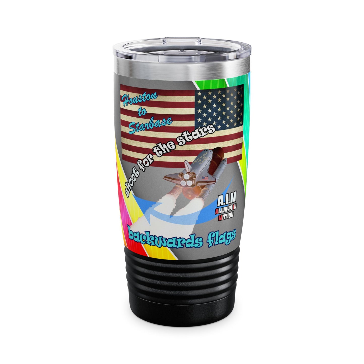 shoot for the stars - Ringneck Tumbler, 20oz (rainbow split)