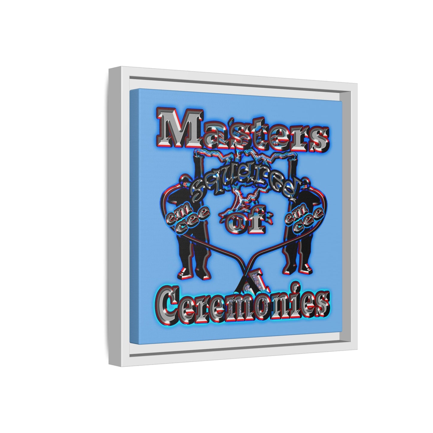 em cee squared - framed canvas art (light blue)