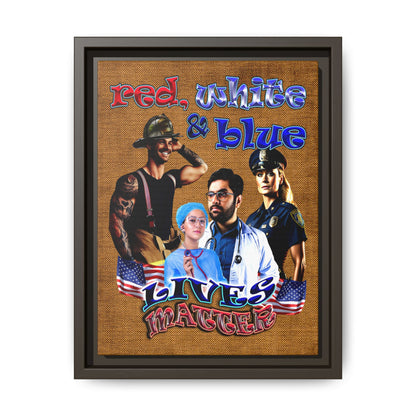 rw&b lives matter - framed canvas art (brown papyrus)