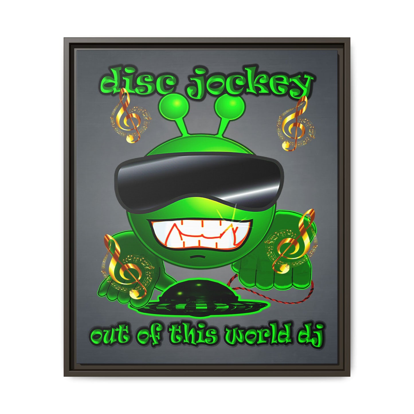 disc jockey - framed canvas art (grey-light grey)