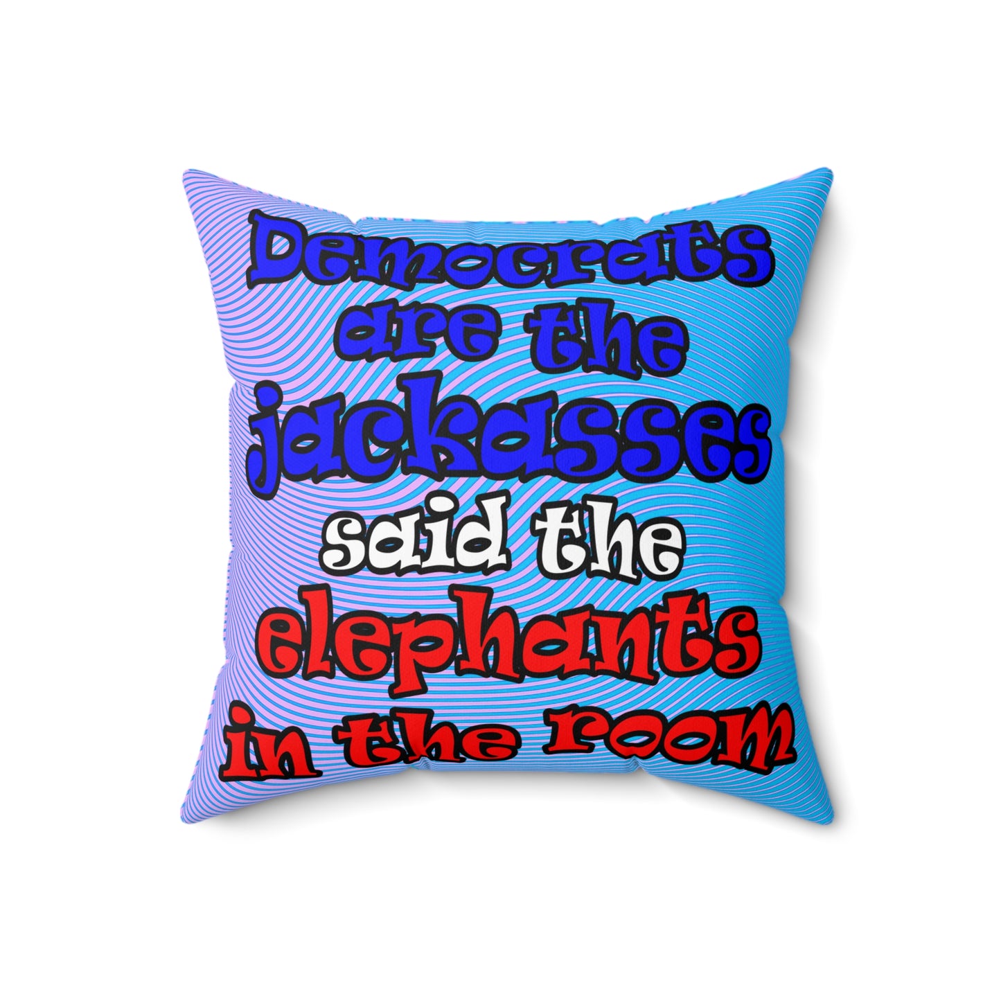 donkeys and elephants - Spun Polyester Square Pillow - (light blue-purple wave)