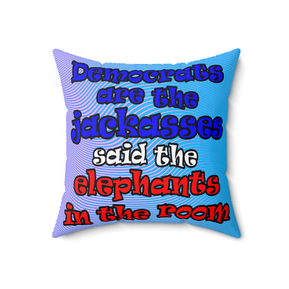 donkeys and elephants - Spun Polyester Square Pillow - (light blue-purple wave)