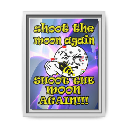 shoot the moon again - framed canvas art (grey-pink wave)