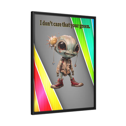 I don't care that your green - framed canvas art (rainbow split)