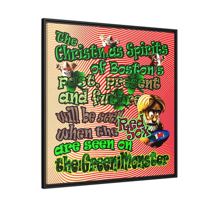 christmas spirits of boston - framed canvas art (yellow-orange wave)