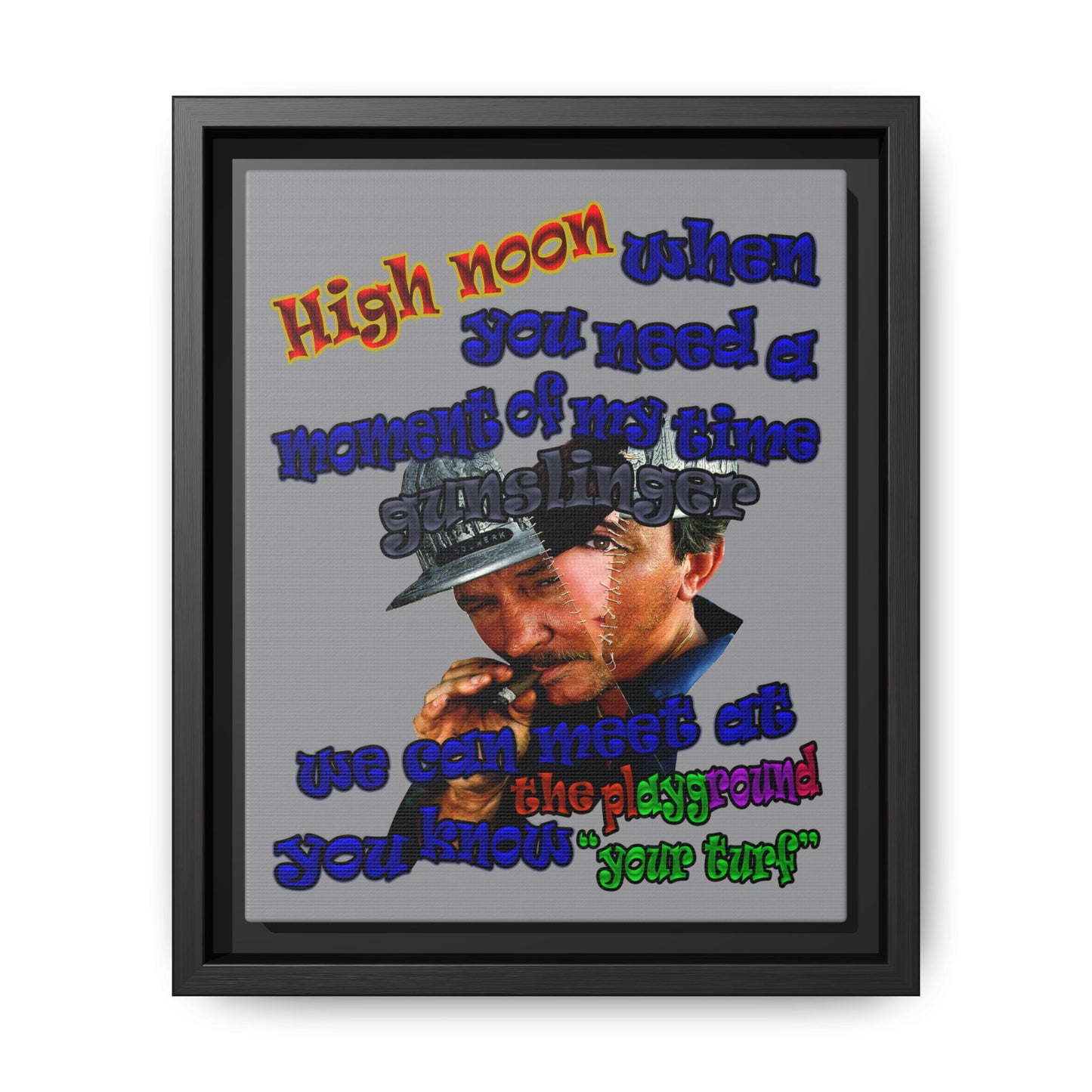 high noon - framed canvas art (grey)