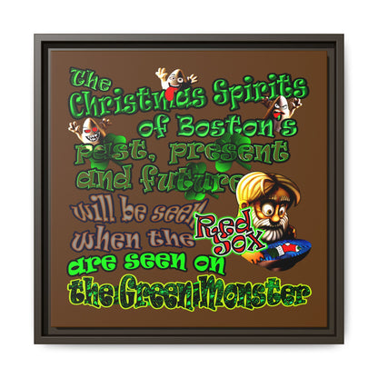 christmas spirits of boston - framed canvas art (brown)