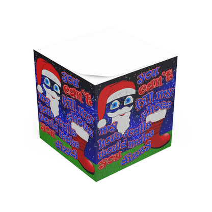 santa's shoes - note cube ('snoops' background)