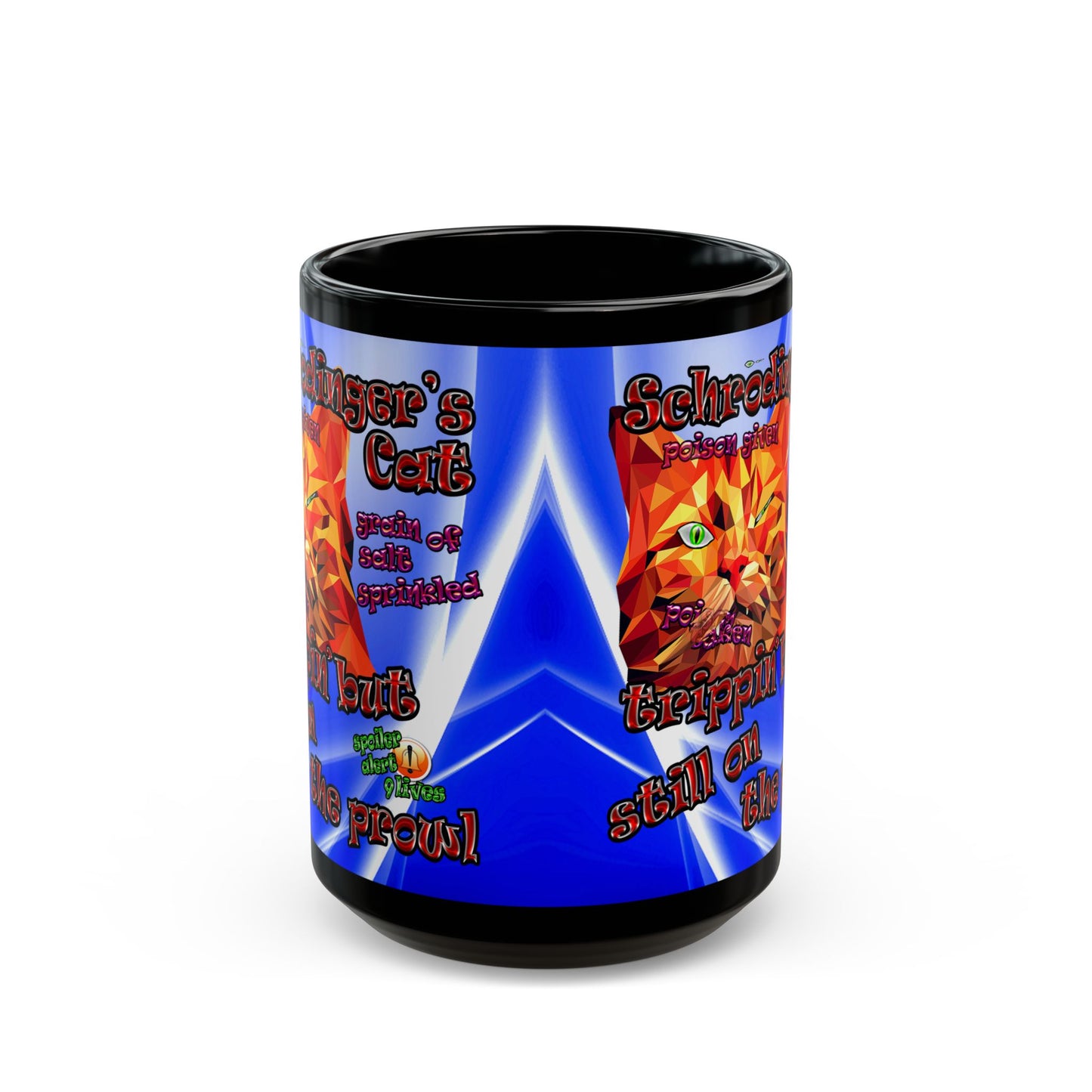schrodinger's cat - Black Mug (blue-white wave)