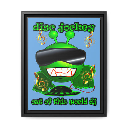 disc jockey - framed canvas art (light blue)