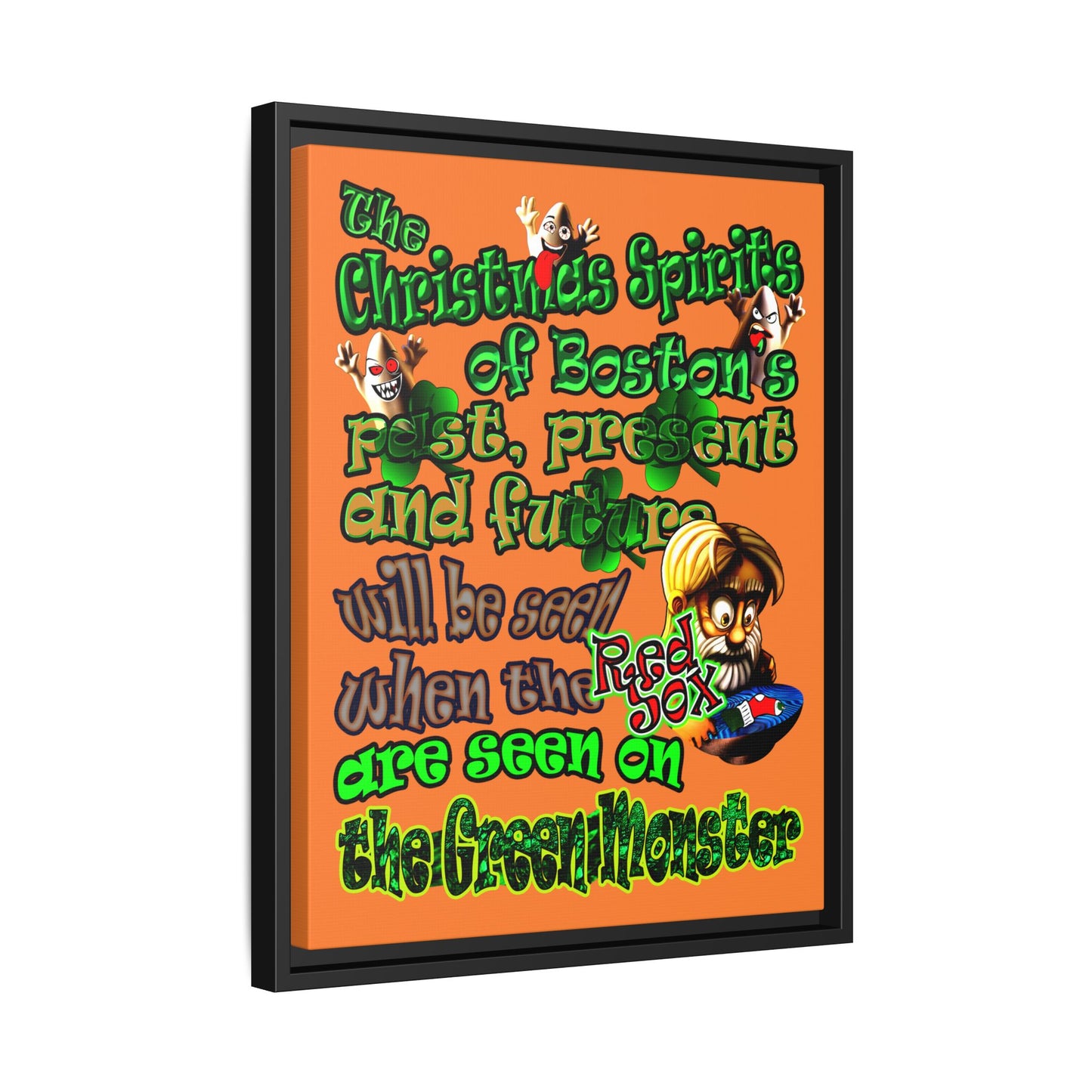 christmas spirits of boston - framed canvas art (crusta)