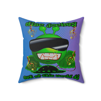 disc jockey - Spun Polyester Square Pillow - (light blue-purple wave)