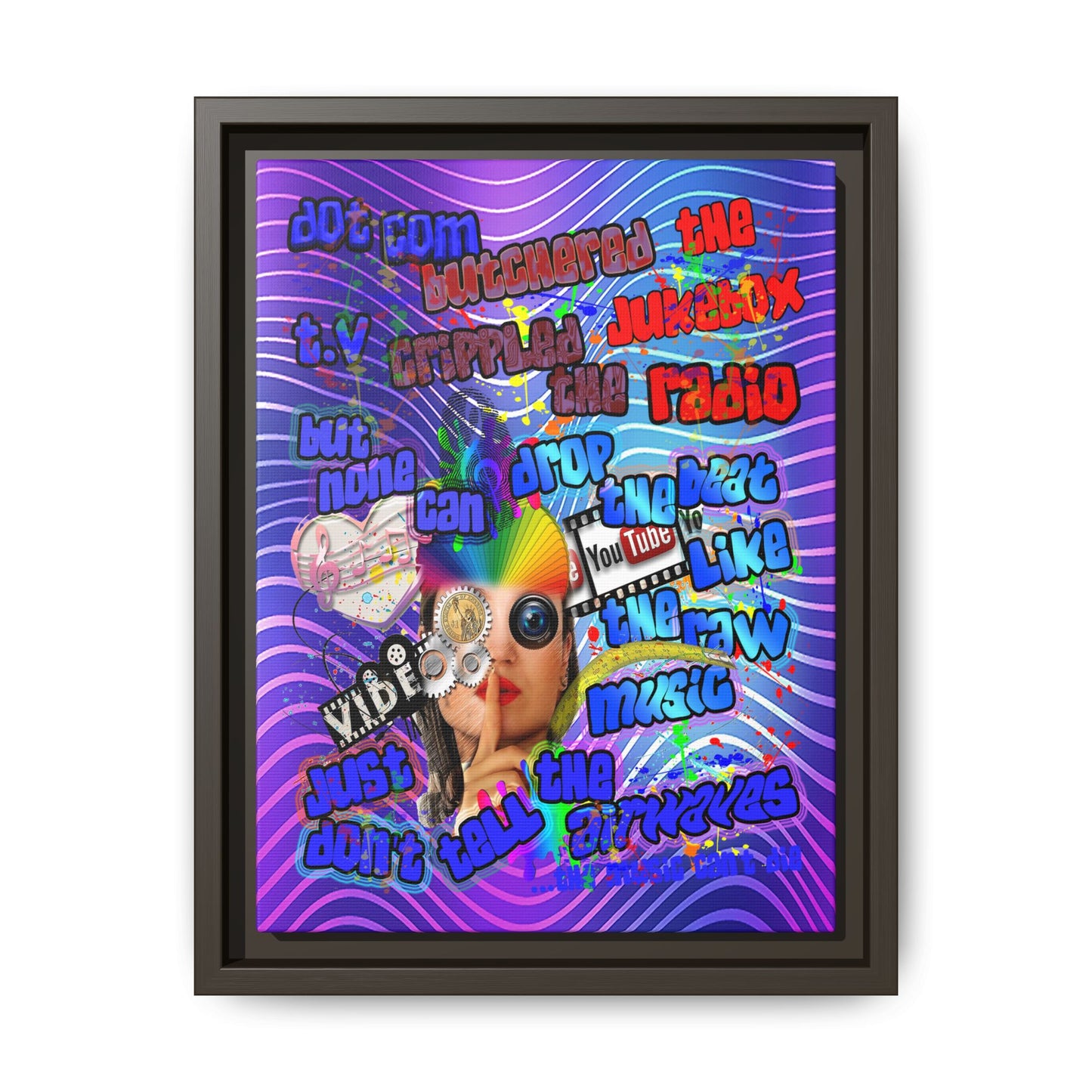 drop the beat - framed canvas art (purple wave)