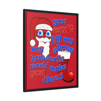 santa's shoes - framed canvas art (dark red)