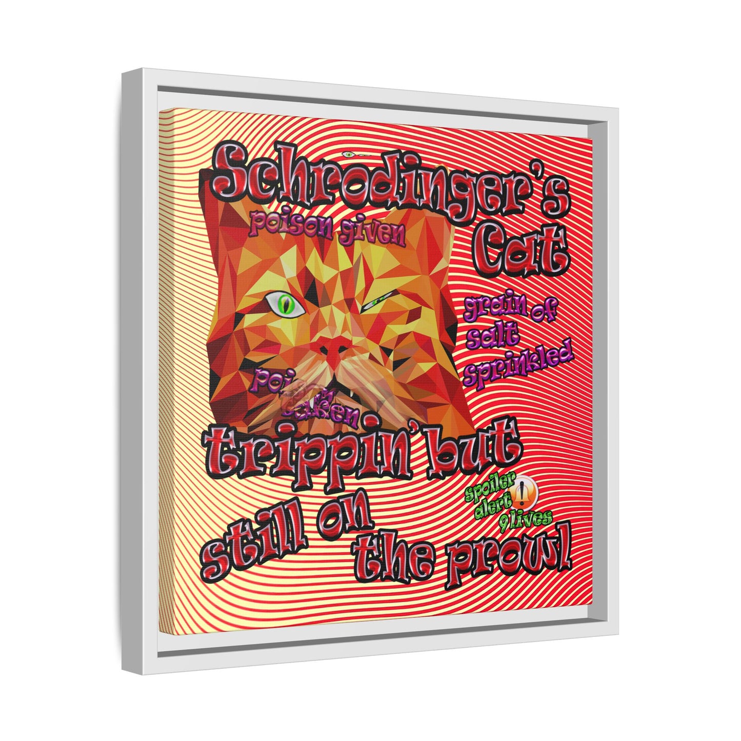 schrodinger's cat - framed canvas art (yellow-orange wave)