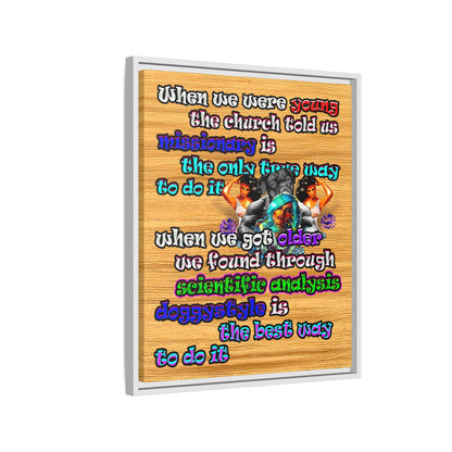 doggystyle - framed canvas art (butterscotch wood finish)