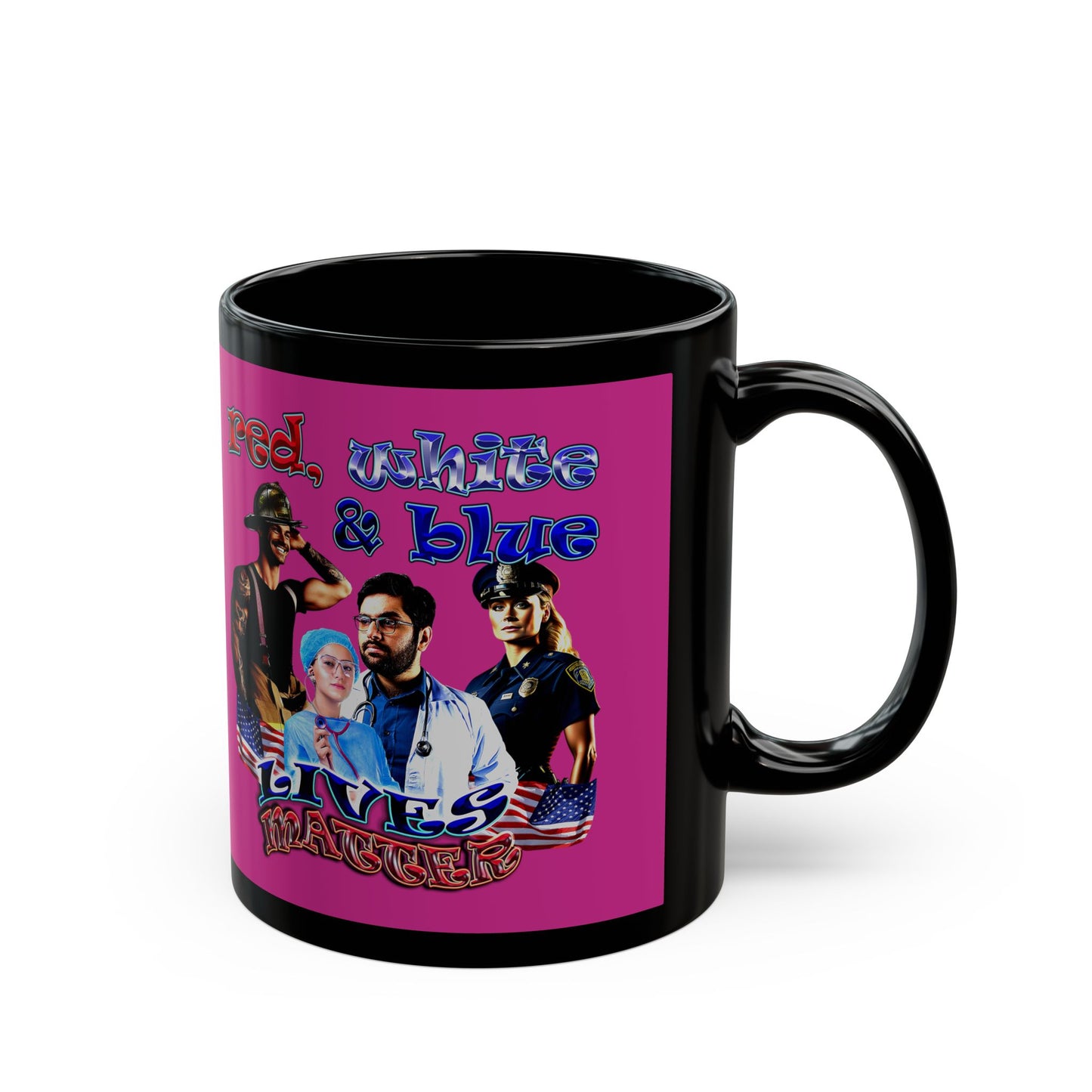 rw&b lives matter - Black Mug (pink)