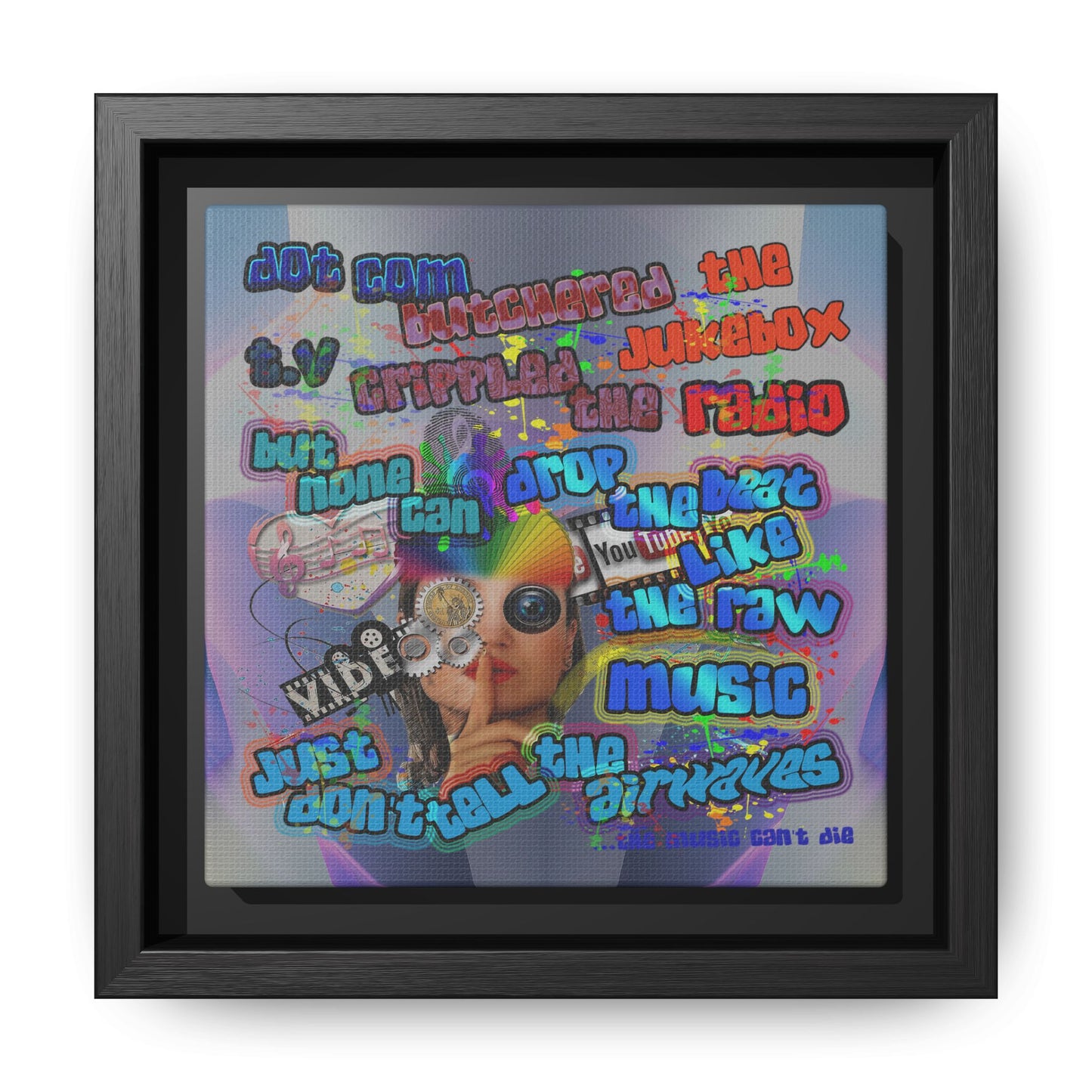 drop the beat - framed canvas art (grey-pink wave)