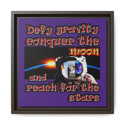 defy conquer reach - framed canvas art (purple)