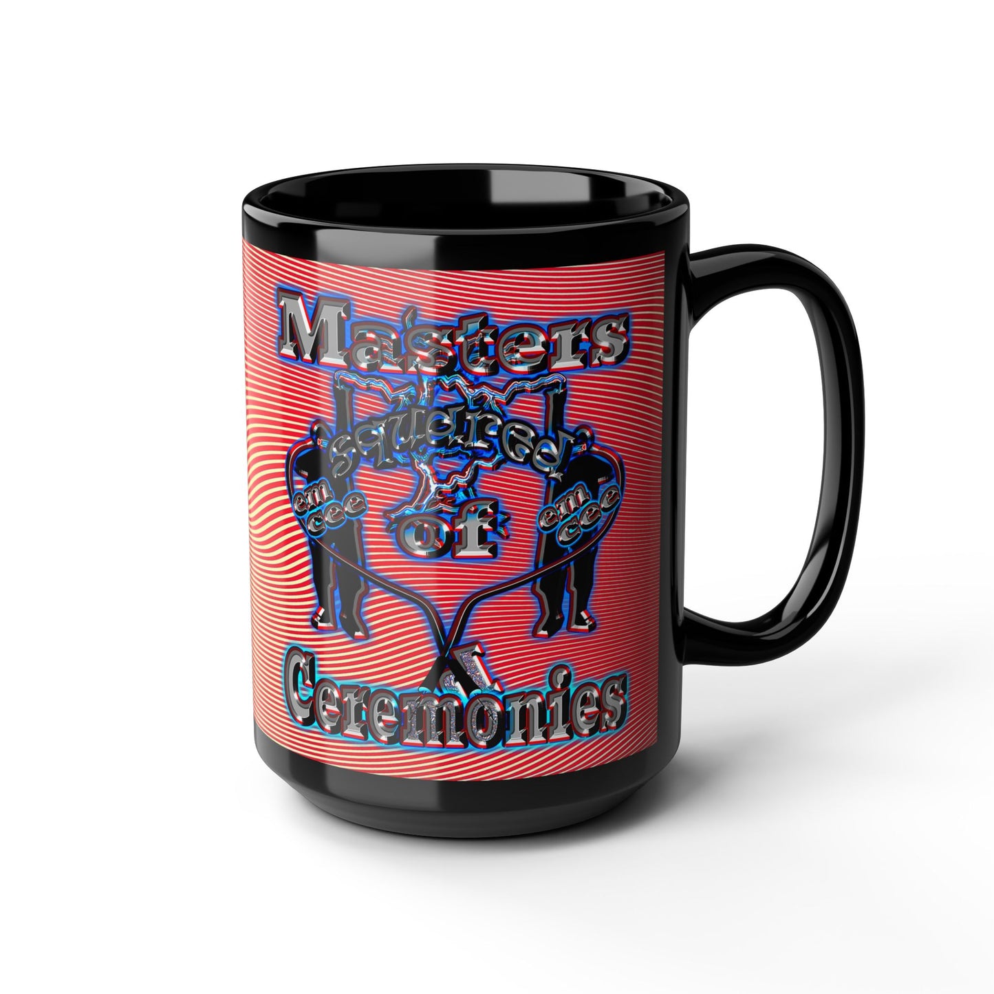em cee squared - Black Mug (yellow-orange wave)