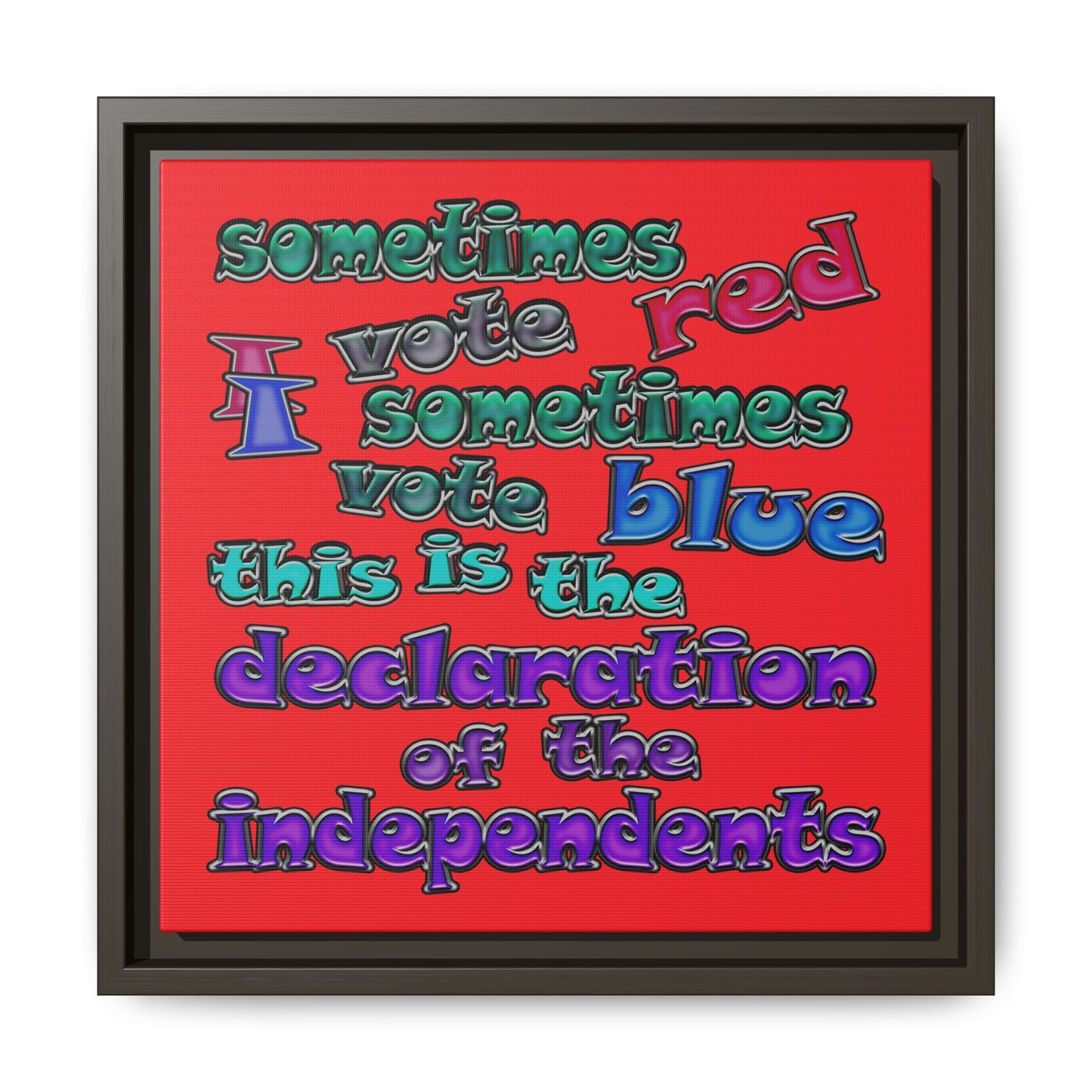 declaration of the independents - framed canvas art (red)