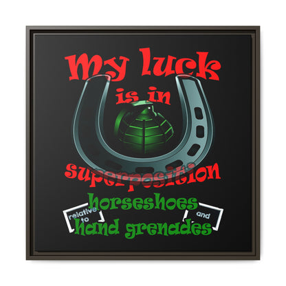 my luck - framed canvas art (black)