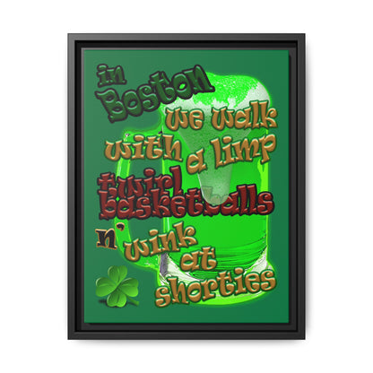celtics logo - framed canvas art (dark green)