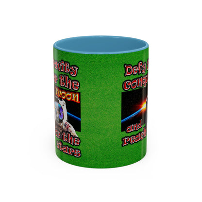 defy conquer reach - Accent Mug (green turf)