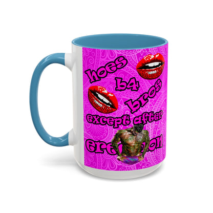 hoes b4 bros - Accent Mug (pink swirl)