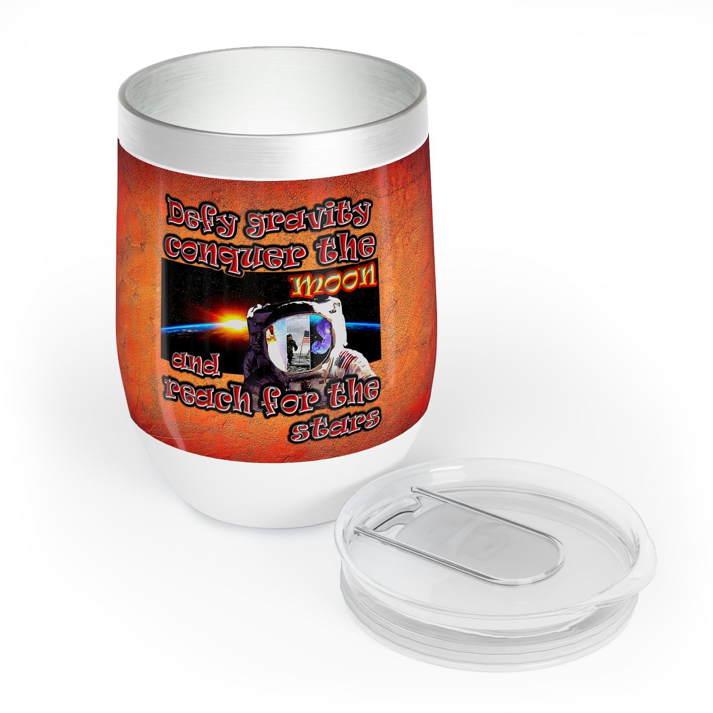 defy conquer reach - Chill Wine Tumbler (burnt orange)