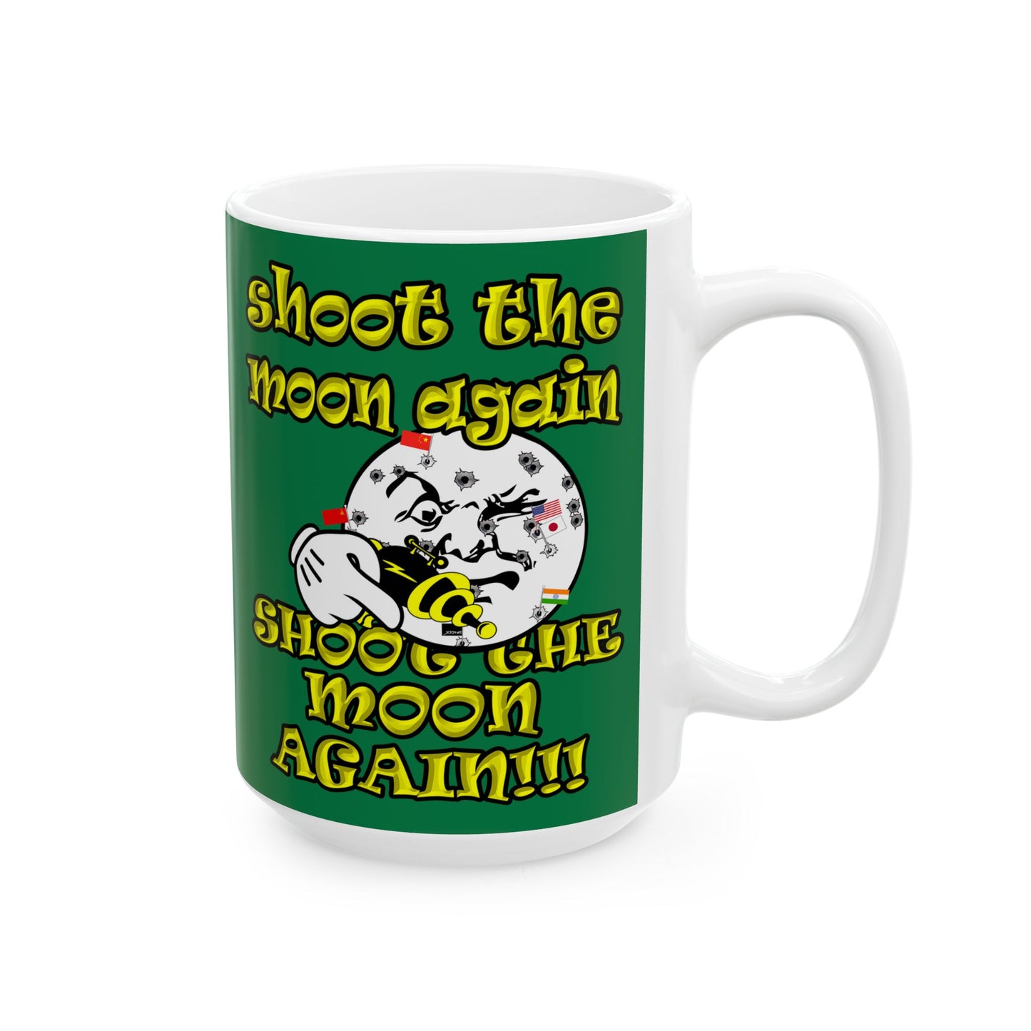 shoot the moon again - White Mug (dark green)