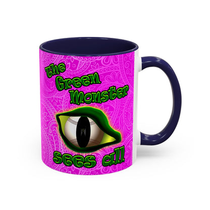 green monster - Accent Mug (pink swirl)