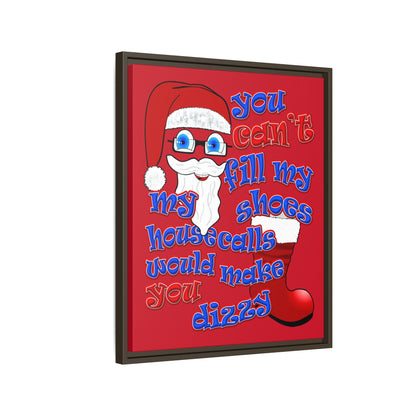 santa's shoes - framed canvas art (dark red)