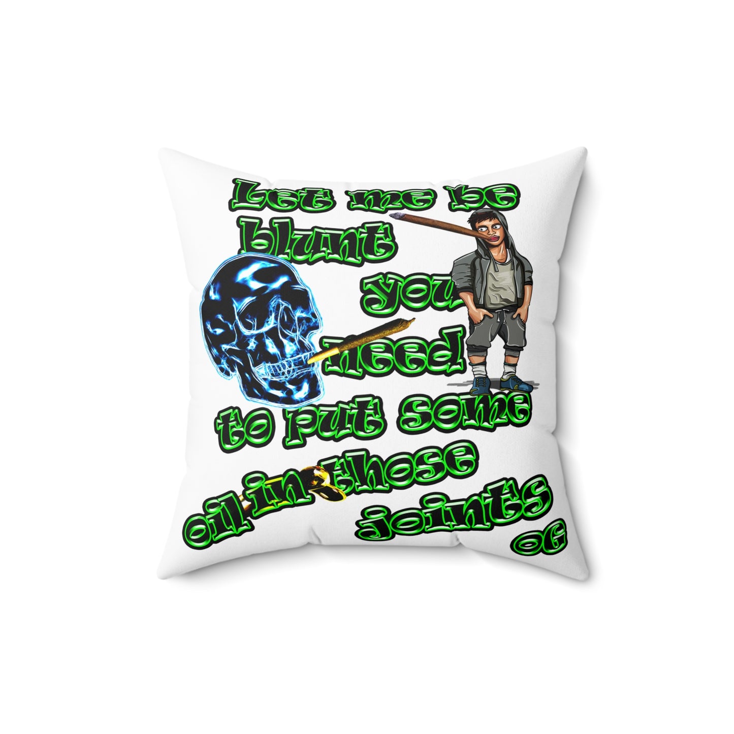 og - Spun Polyester Square Pillow - (white)