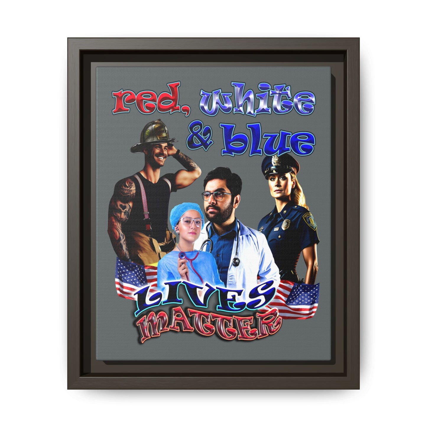 rw&b lives matter - framed canvas art (dark grey)