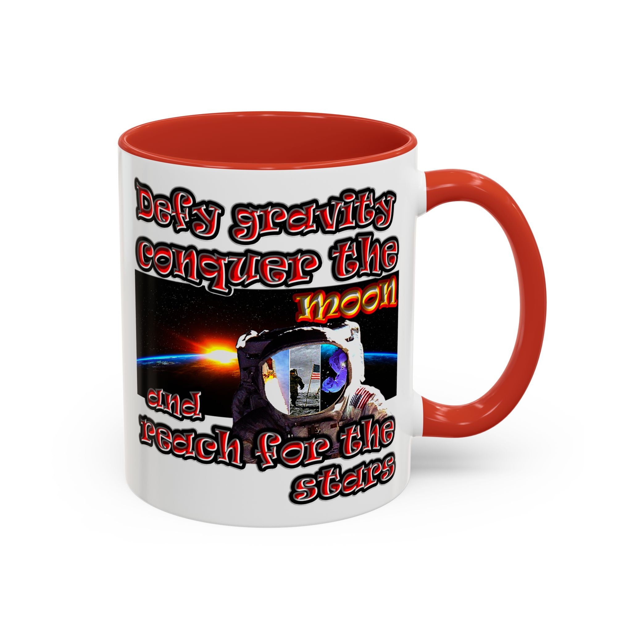 defy conquer reach - Accent Mug (white)