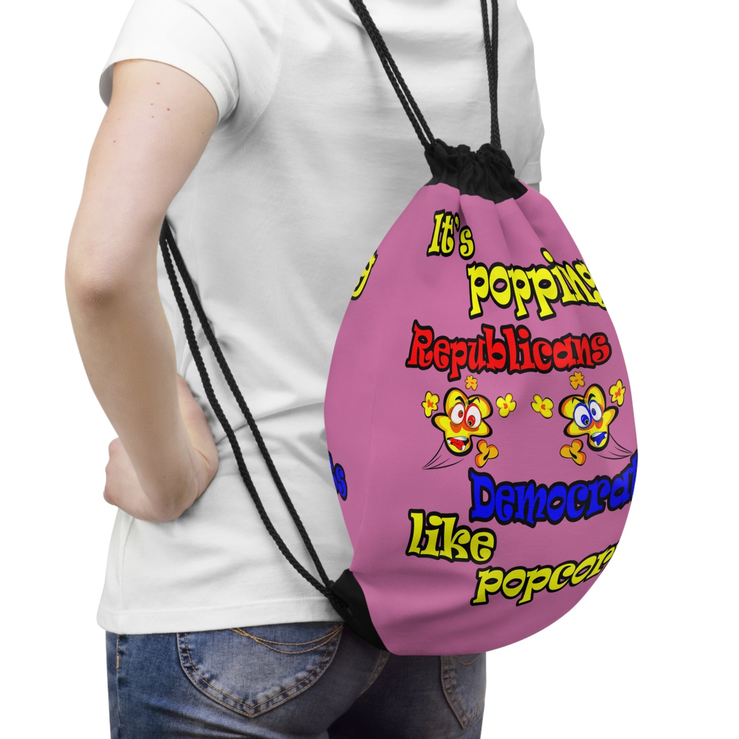 popping like popcorn - Drawstring Bag (light pink)